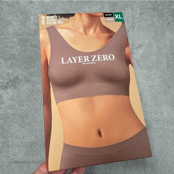 Layer Zero 2 Pack Womens Seamless Nylon Bra Black/Sienna XL d1017 - Picture 1 of 5